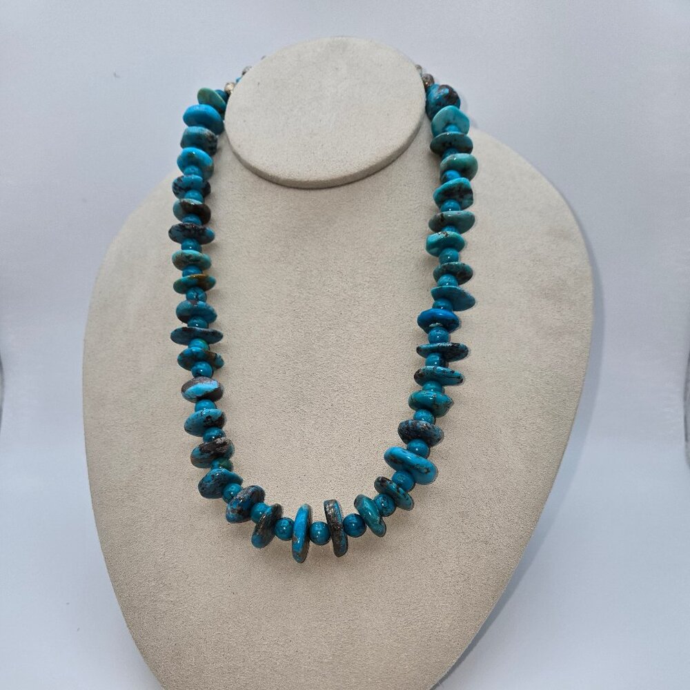 Kingman Turquoise Rondel Necklace - Picture 6 of 6